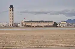 Buildings at Kirtland AFB, including the air traffic control tower