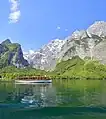 passenger boat crossing the lake