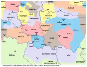 Bach and Bodrogh counties in the 14th century