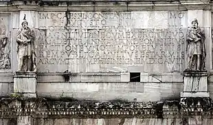 Image 7Two of the eight marble statues of Dacian warriors surmounting the Arch of Constantine in Rome (from History of Romania)