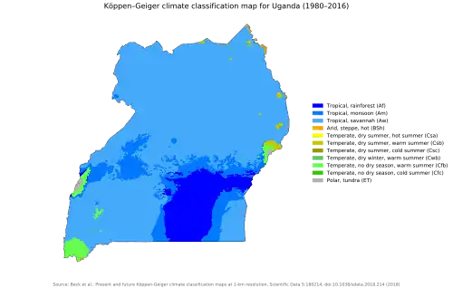 Image 12Uganda map of Köppen climate classification. (from Uganda)