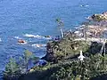 Uisangdae Pavilion clings to the rocks overlooking the Sea of Japan