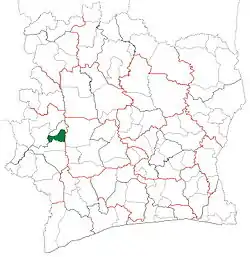 Location in Ivory Coast. Kouibly Department has had these boundaries since 2012.