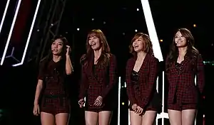 Secret at the Kpop World Festival in 2012
(From L-R): Jung Ha-na, Han Sun-hwa , Jun Hyo-seong, Song Ji-eun