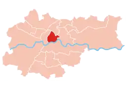 Location of Grzegórzki within Kraków