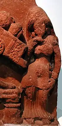 Gupta-period depiction of women in Ghagra choli, 320–550 AD, Uttar Pradesh, India.