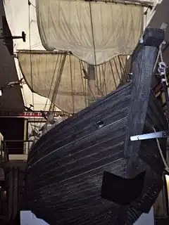 Image 14A 17th-century koch in a museum in Krasnoyarsk. Kochs were the earliest icebreakers and were widely used by Russian people in the Arctic and on Siberian rivers. (from History of Siberia)