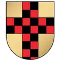 Or [tenné] a cross chequy gules and sable