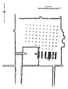 Plan of the 80-column pillared hall in Pataliputra.