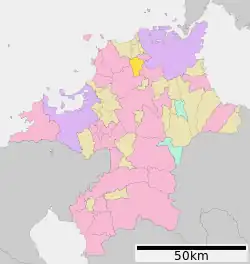 Location of Kurate in Fukuoka Prefecture