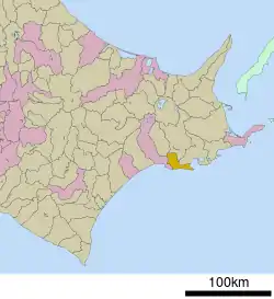 Location of Kushiro in Hokkaido (Kushiro Subprefecture)