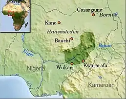 Location of Kwararafa