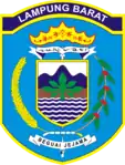 Former emblem of West Lampung Regency, with the creation of Pesisir Barat Regency from its territory, this logo was deemed not reflecting the current reality and replaced in 2015.