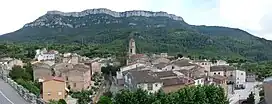 North face of Mola de Colldejou rising above La Torre de Fontaubella