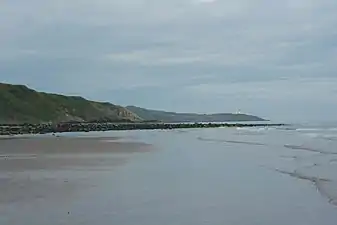 Larbrax beach, Broadsea Bay, with view of Killantringan Lighthouse