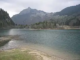 View of Lac de Vallon towards Bellevaux