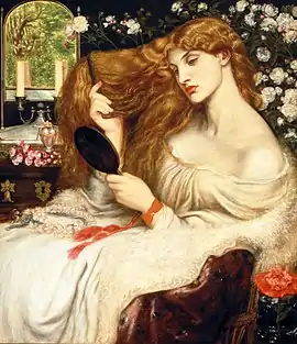 Lady Lilith (1868), Delaware Art Museum (Fanny Cornforth, overpainted at Kelsmcott 1872–73 with the face of Alexa Wilding)