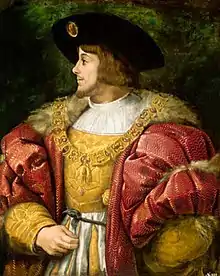 Image 36Louis II of Hungary and Bohemia – the young king, who died at the Battle of Mohács, painted by Titian. (from History of Hungary)