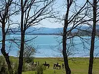 View of Plastiras Lake (alternative names: Tavropos Lake or Megdovas Lake)