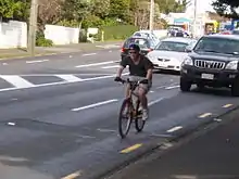 Streetscape in which cyclists and motorists share the road