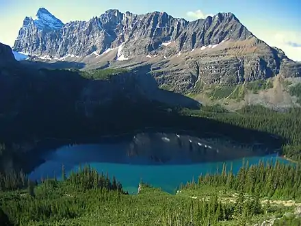 Mount Schäffer far right, Mount Biddle upper left corner