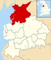 Lancaster shown within Lancashire