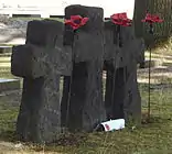 For the 100th anniversary commemoration of World War I, many cemeteries and other sites have had ceramic poppies installed.