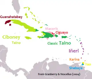 Image 6Linguistic map of the Caribbean in CE 1500, before European colonization (from History of the Caribbean)