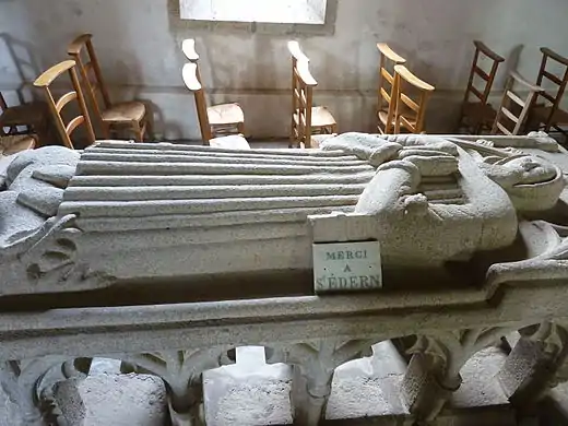 Gisant of Saint Edern in the nave of the church