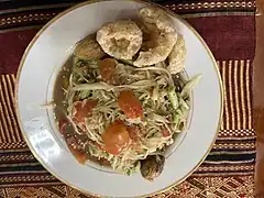 Lao papaya salad with pork rinds