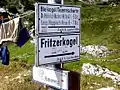 Signpost near the hut