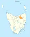 Map showing Launceston City LGA in Tasmania