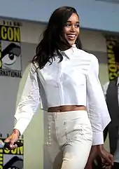 Actress Laura Harrier attending the 2015 San Diego Comic-Con International