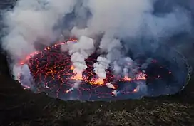 Image 6Lava lake at Mount Nyiragongo in the Democratic Republic of the Congo (from Volcanogenic lake)