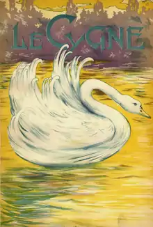 painting of a swan on a lake