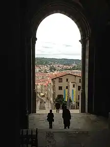 View to the west from inside central portal