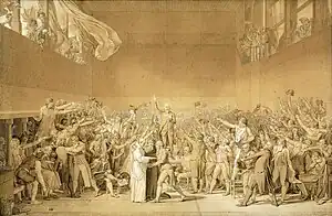 The curé or local priest of Souppes was a delegate to the Estates-General of 1789, and was included in the famous painting of the event by Jacques-Louis David, though he was not actually present.