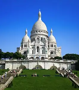 Basilica  of Sacré-Cœur, Paris in the Byzantine style, designed by Paul Abadie (1874–1905)