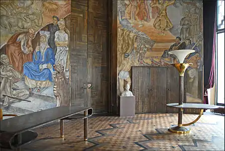 Salon with murals in the Cité nationale de l'histoire de l'immigration,