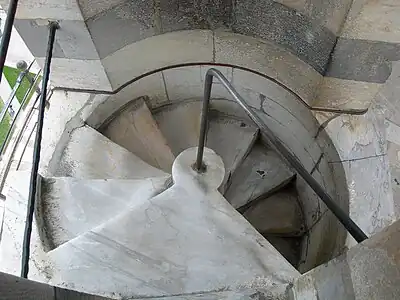 Inner staircase from seventh to eighth (the top) floor