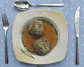 A leberknödel soup