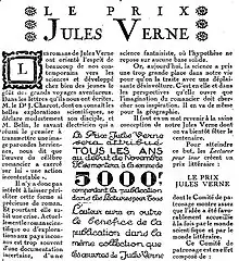 Texte imprimé d'un magazine présentant le prix Jules-Verne.