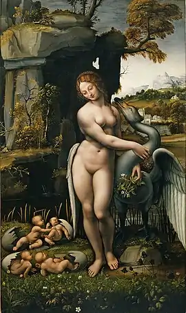 Spiridon Leda, copy probably by Francesco Melzi, c. 1515. Galleria degli Uffizi, Florence