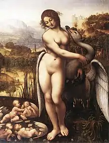 Leda and the Swan, copy by Cesare da Sesto, 1515–1520. Oil on canvas, Wilton House, England