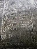 1630. Ledger Slab in Brecon Cathedral.