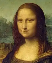 detail of the painting showing Lisa's face