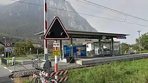 Canopy-covered shelter on a platform