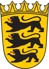 Coat of arms of Baden-Württemberg (1954, derived from the 13th-century Hohenstaufen coat of arms)