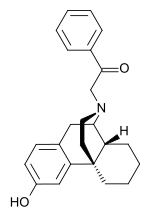 Chemical structure of levophenacylmorphan.