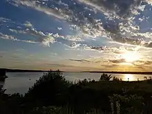 View of Lewis and Clark Lake from Calumet Bluff overlook and hiking trail.